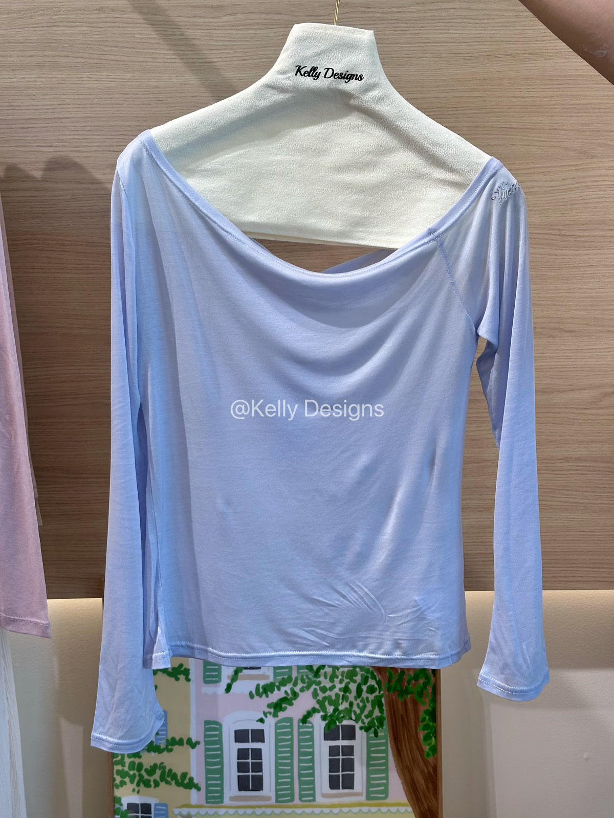 Korean Sheer Off-Shoulder Long Sleeve Top (Instock)