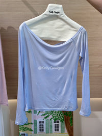 Korean Sheer Off-Shoulder Long Sleeve Top (Instock)