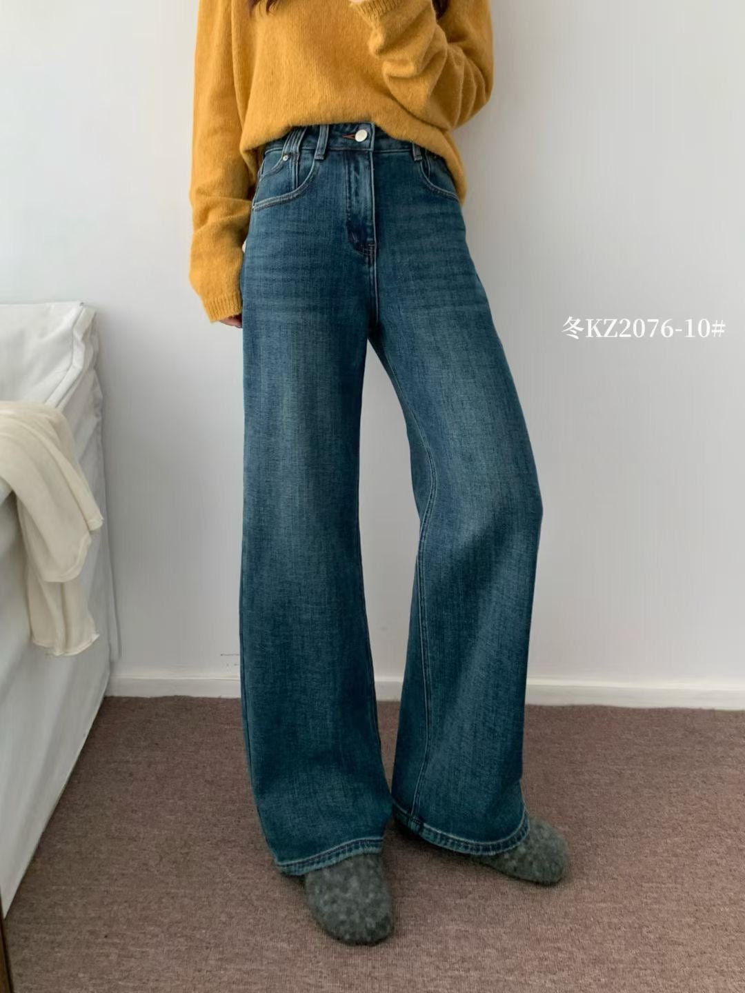 Kelly Designs Fleece-Lined Denim Navy Pants(Instock)