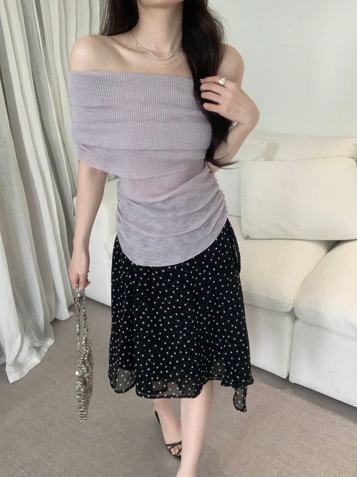 Kelly Designs Off Shoulder Knit Purple Top(Instock)
