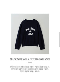 Korean Collection Rolarola MAISON DE ROLA PATCHWORK KNIT NAVY (Instock)