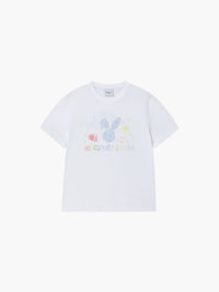 ADLV WOMAN TWINKLE JEWELRY BUNNY SHORT SLEEVE WHITE T-SHIRT(Instock)