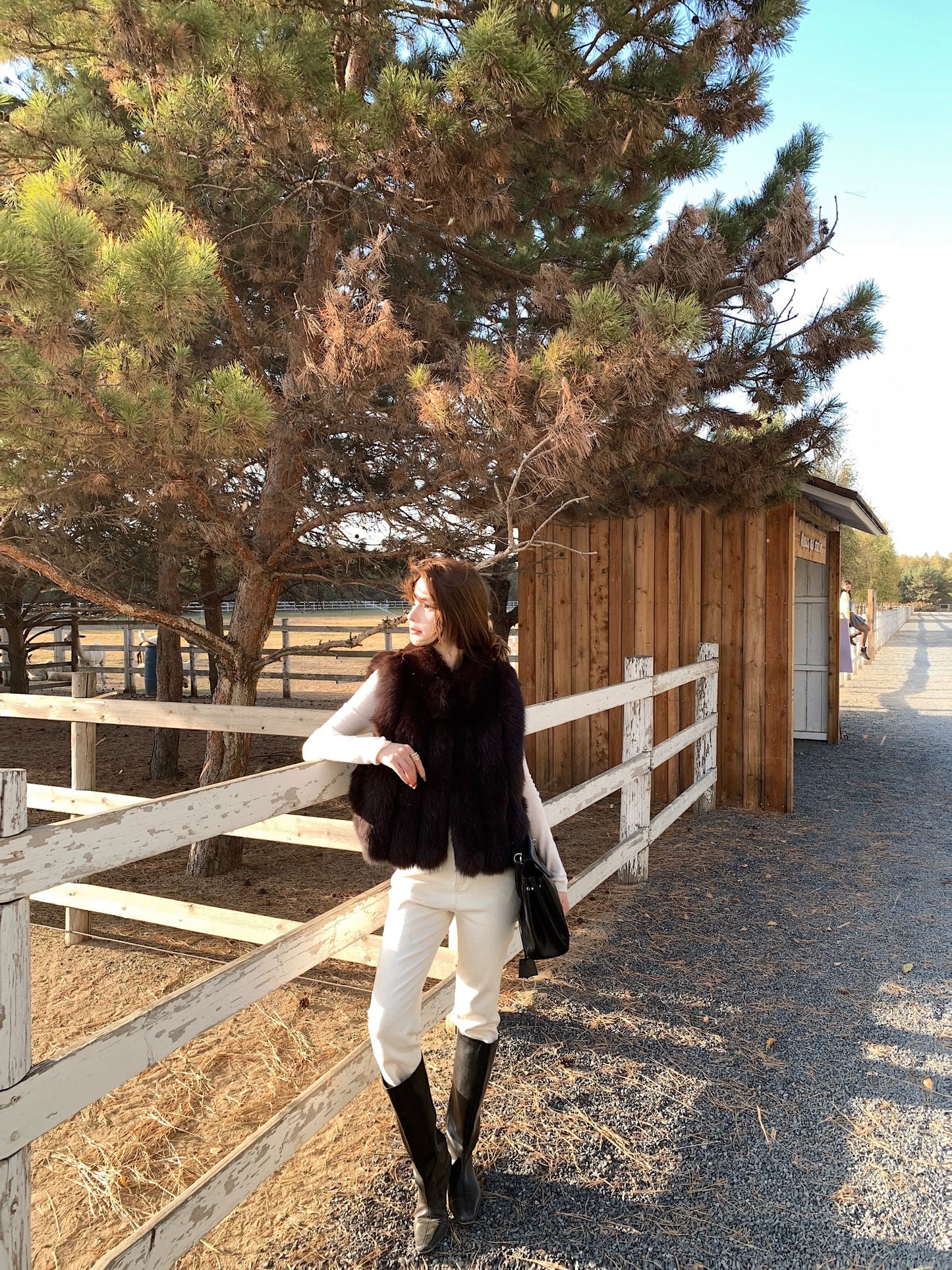 Kelly Designs Fox Fur Vest Dark Brown Jacket (Instock)