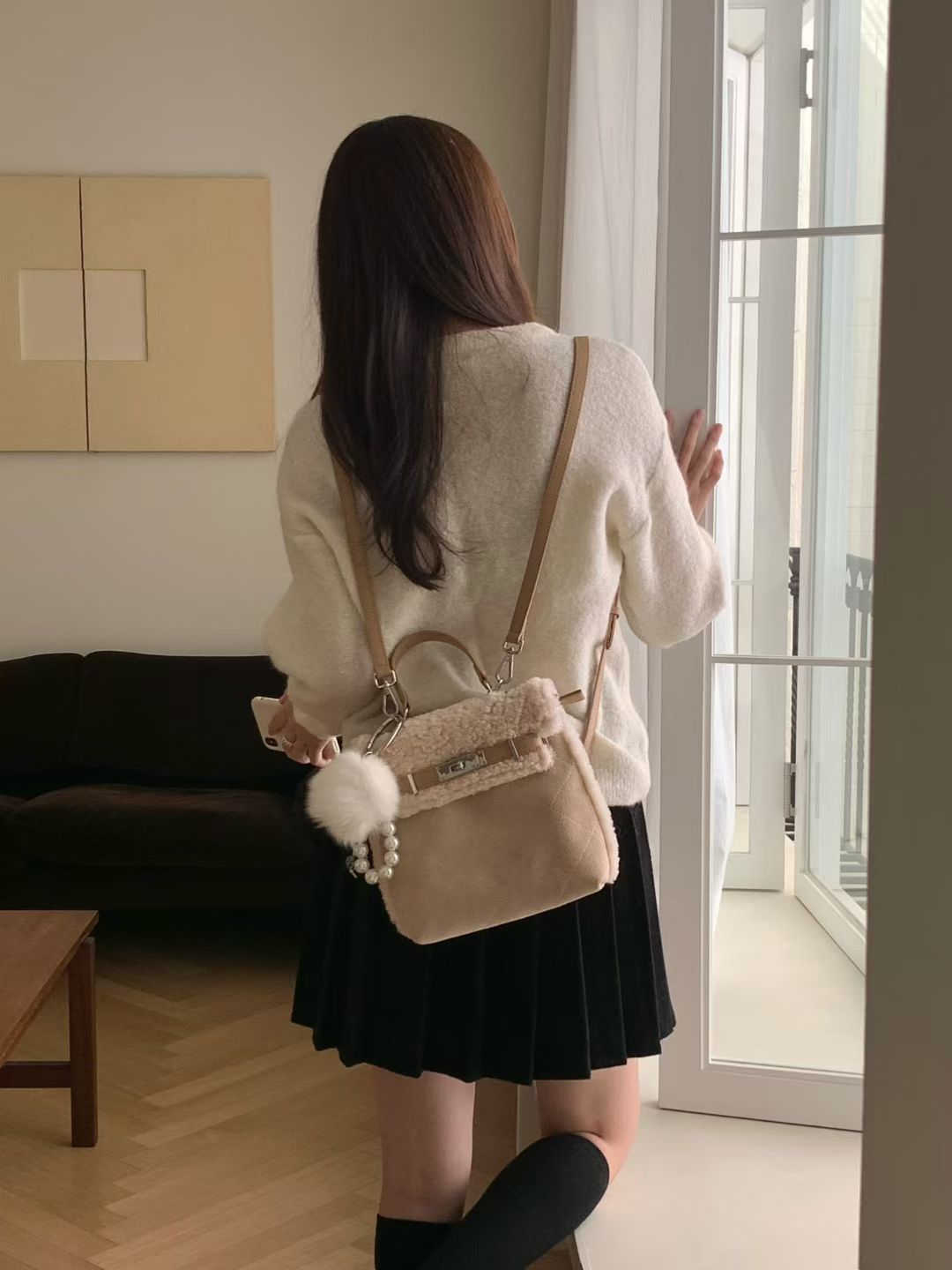 Korean APM Collection Stuffy Two Colors Leather Bag (Instock)