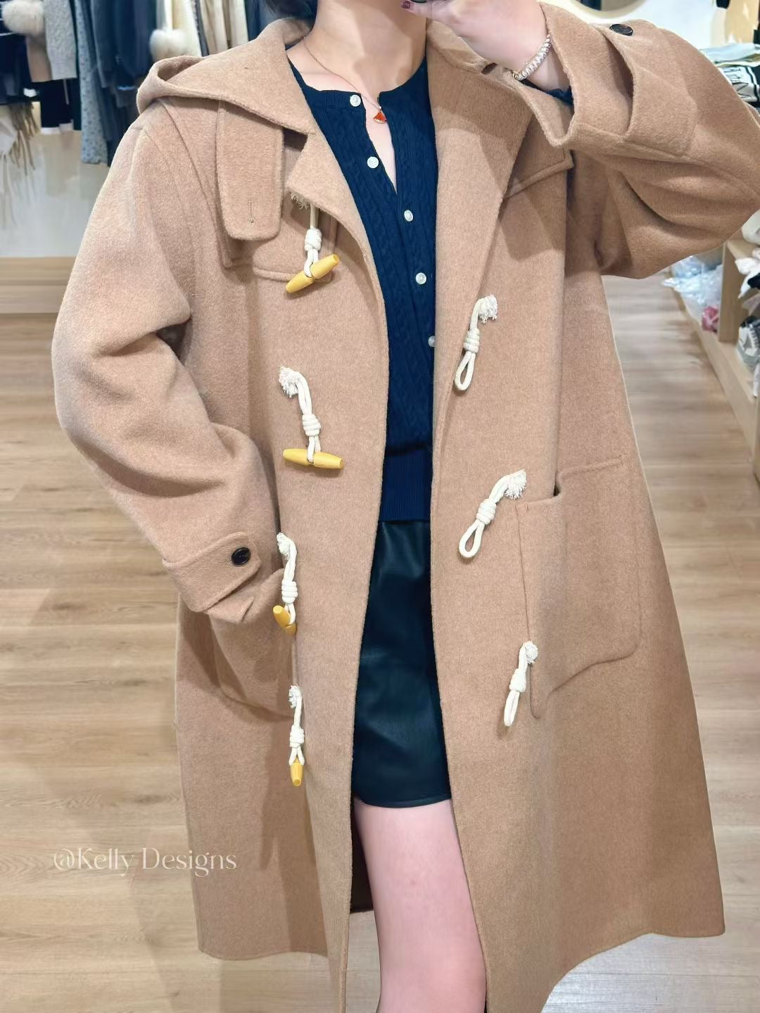 Kelly Designs Wool Horn Buckle Brown Coat (Instock)