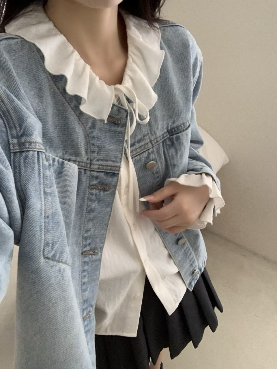 Kelly Designs Round Neck Denim Jacket (Instock)