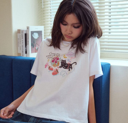 Korean Brand Kittens White Top (Preorder)