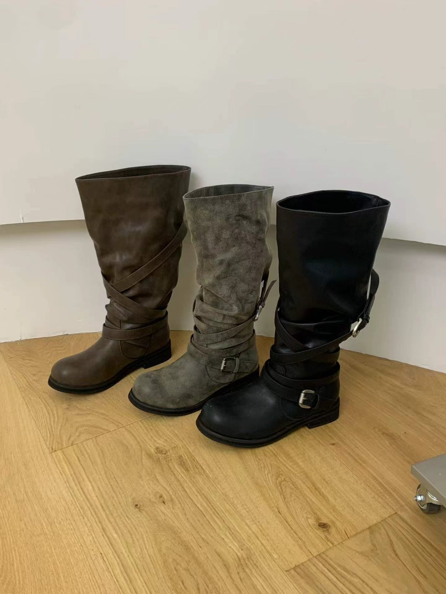 Kelly Designs Vintage Buckle Strap Mid-Calf Boots (Instock)
