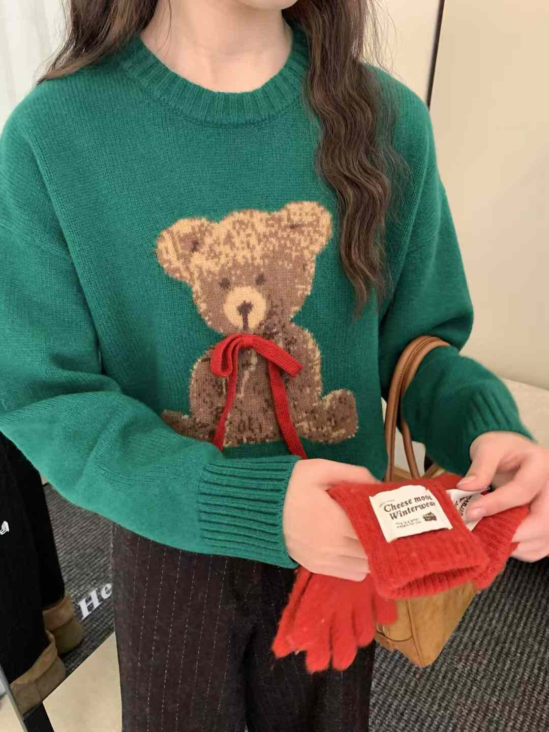 Kelly Designs Bear Green Wool Sweatshirt (Instock)