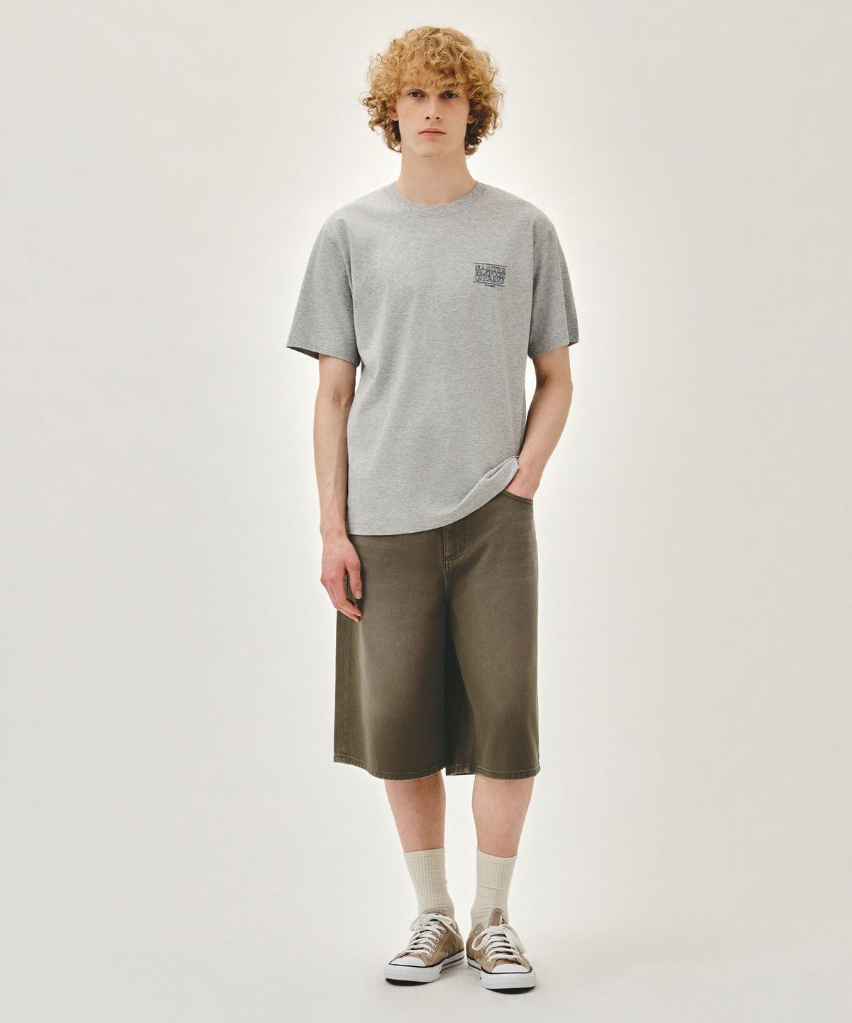 Marithe DOODLE BEAR TEE heather grey (Instock)
