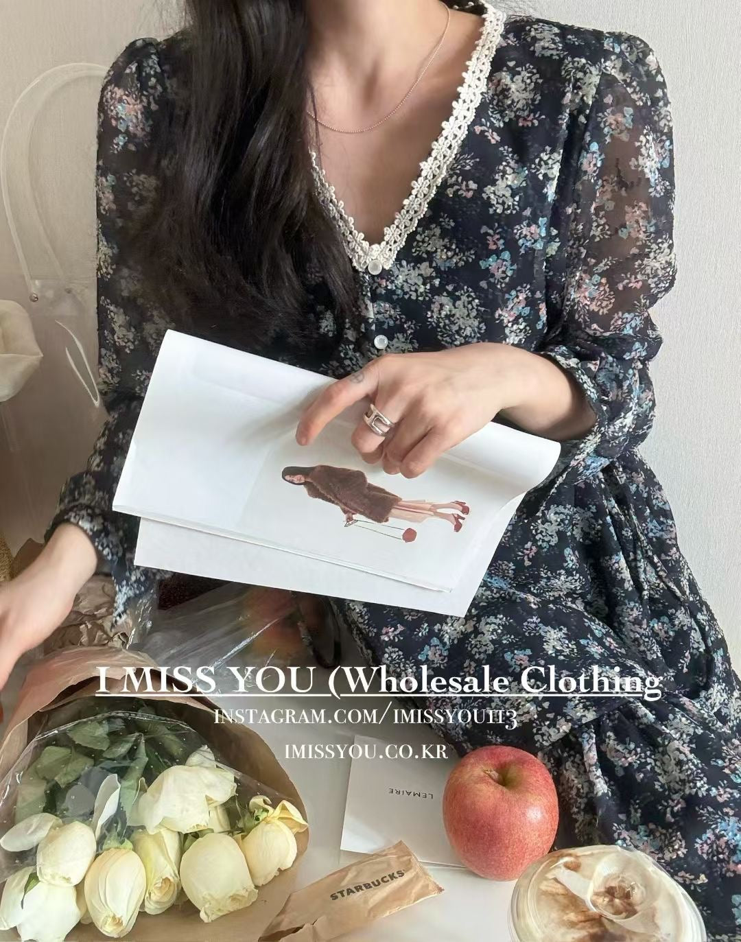 Korean APM Collection I Miss You Black Dress (Instock)