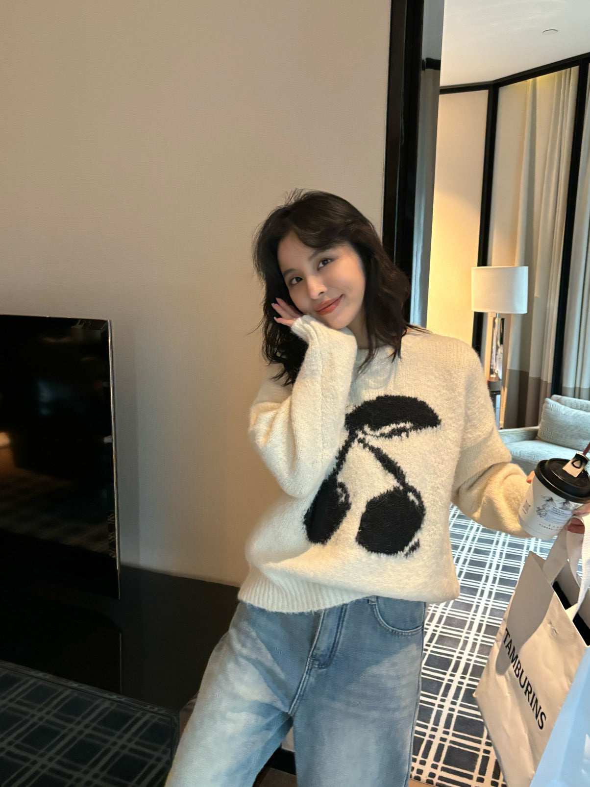 Kelly Designs Beige Cherry Sweatshirt (Instock)