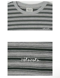 Rolarola Stripe Long Sleeve T-Shirt – Gray & Green (Instock)