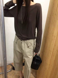 Korean APM Collection  Wool Blend Boat Neck Long Sleeve Top - 5 Colors (Instock)