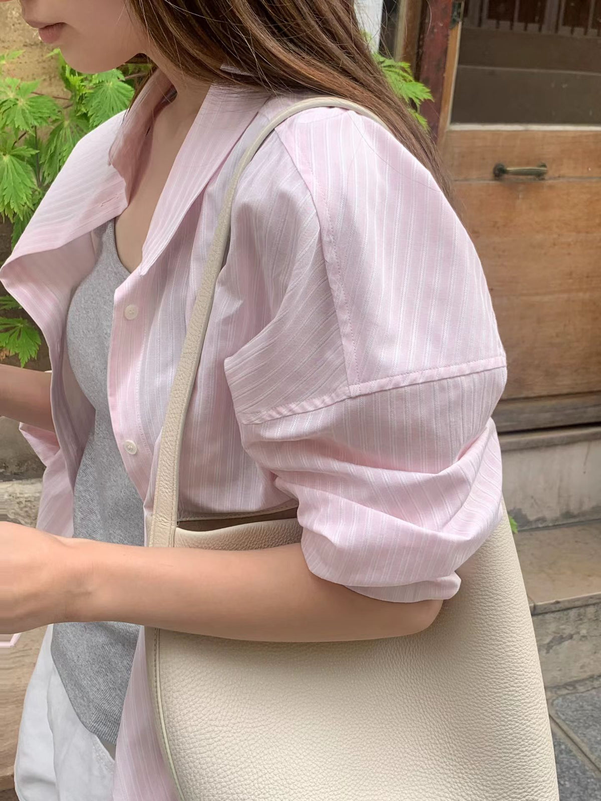 Korean APM Collection Ounce Pink Stripe Shirt (Instock)