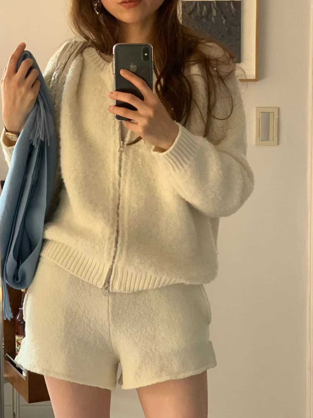 Korean APM Collection Ounce Two Colors Wool Zip Up Cardigan (Instock)