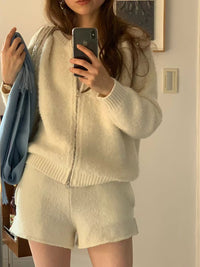 Korean APM Collection Ounce Two Colors Wool Zip Up Cardigan (Instock)