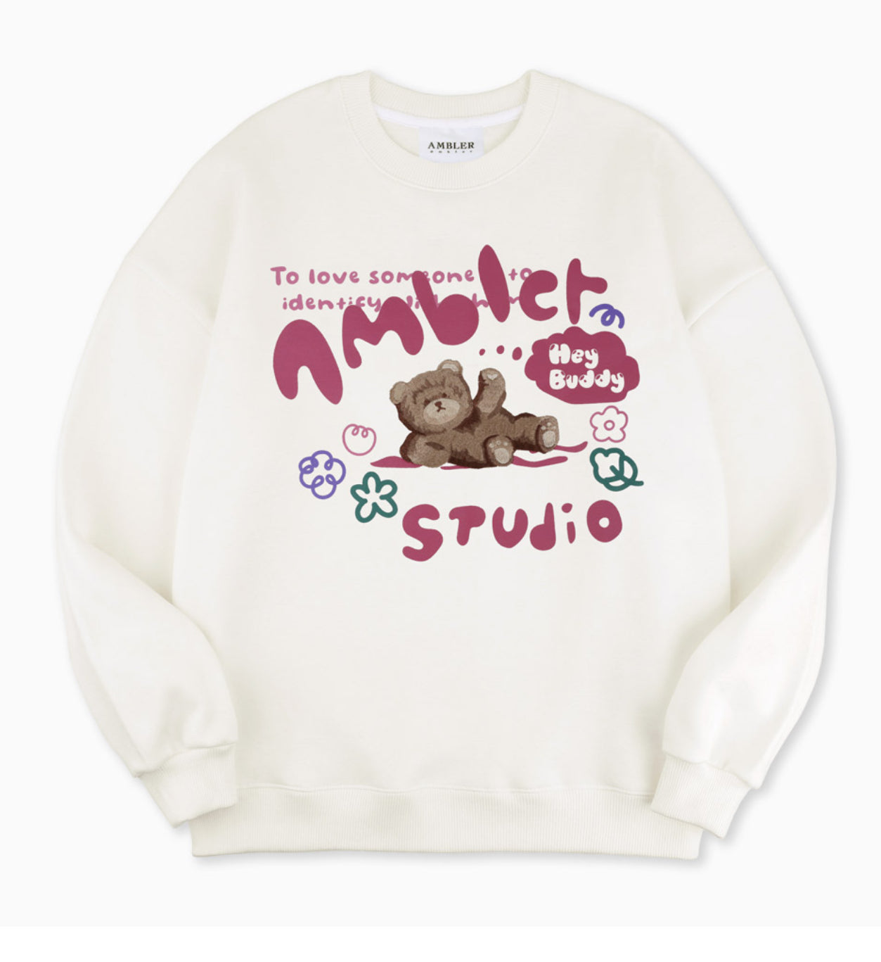 Ambler in flower garden White Sweatshirt (Preorder)