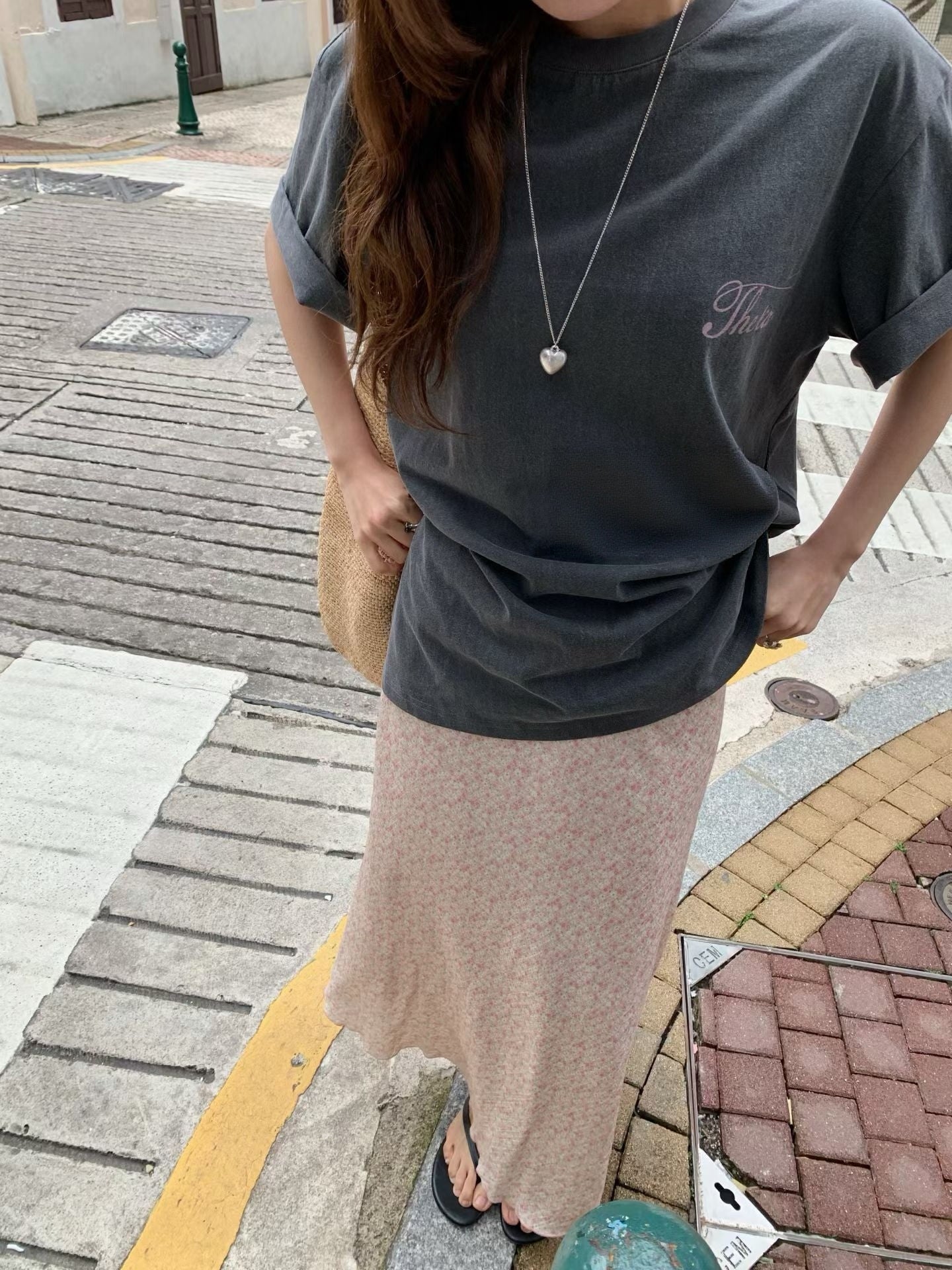 Kelly Designs Ribbons Oversize Charcoal TShirt (Instock)
