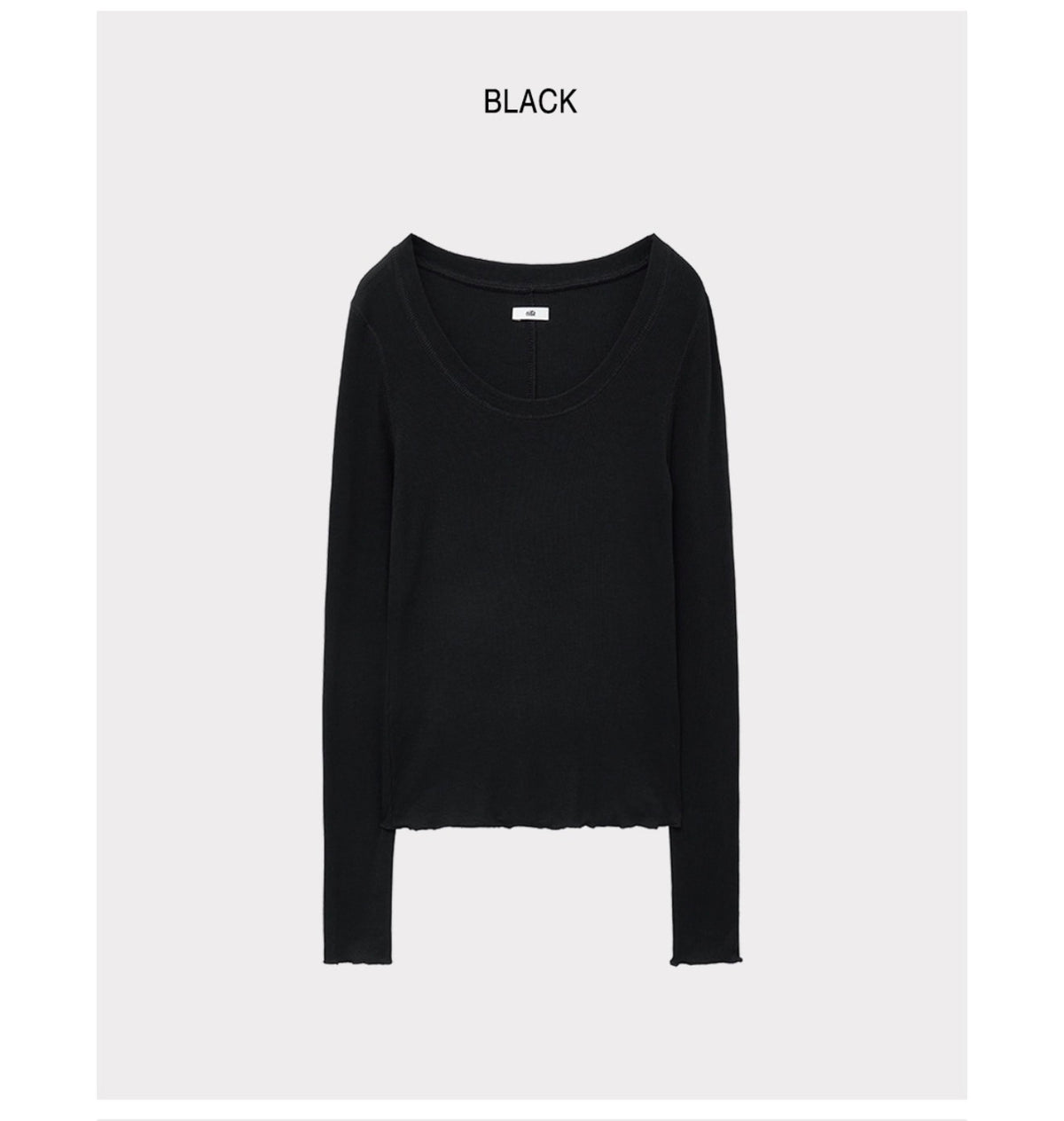 Korean Soft U-Neck Contrast Stitch Long Sleeve Top – 7 Colors (Instock)