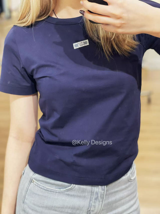 Korean Collection Nerdy Lace Tshirt Navy (Instock)