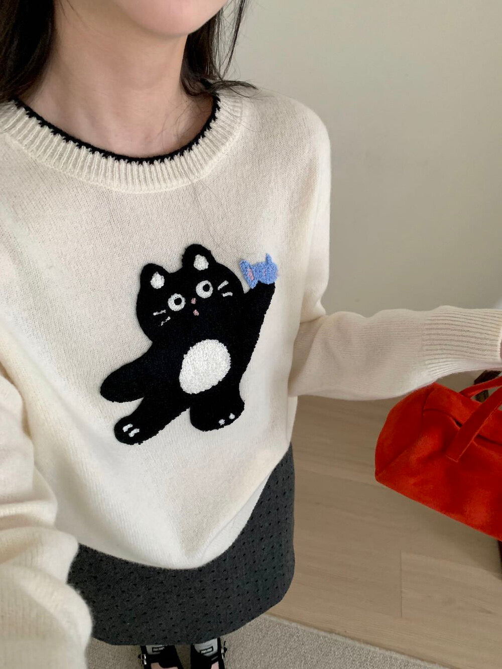 Kelly Designs 100% Wool Cat Knit Sweater (2 Colors) - (Instock)