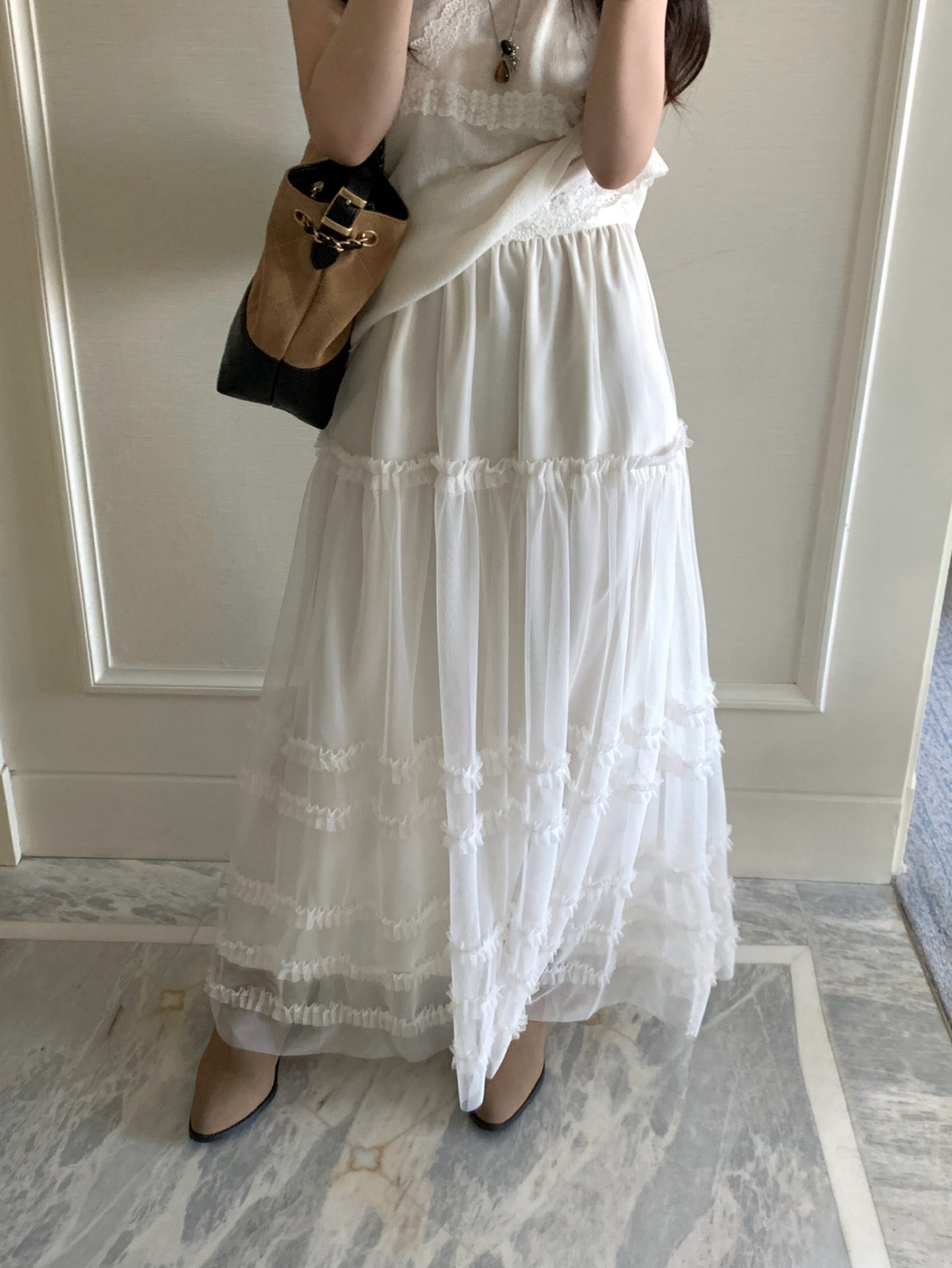 Kelly Designs Romantic Layered Tulle Maxi Skirt – White (Instock)