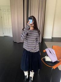 Kelly Designs Corduroy Semi-Elastic Midi Skirt (Instock)