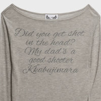 Gila Archive Lettering Sheer Wool-Blend Long Sleeve Top – Grey (Instock)