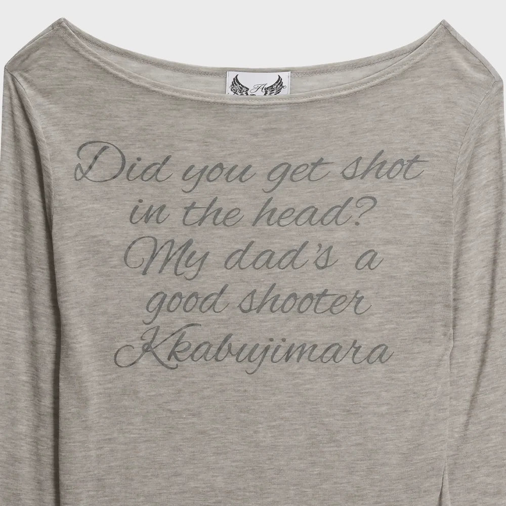 Gila Archive Lettering Sheer Wool-Blend Long Sleeve Top – Grey (Instock)