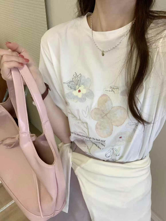 Kelly Designs Flowers White Tshirt (Instock)
