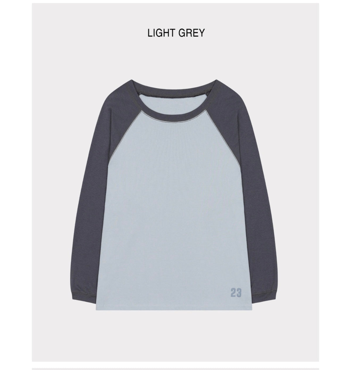 Korean CITTA Number 23 Raglan Off-Shoulder T-Shirt - Light Grey (Instock)