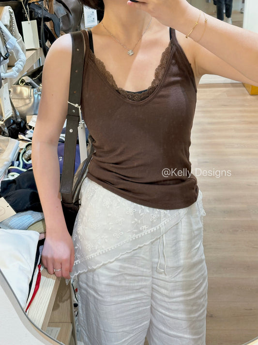 Korean APM Collection Lace V Neck Cami Top (Instock)