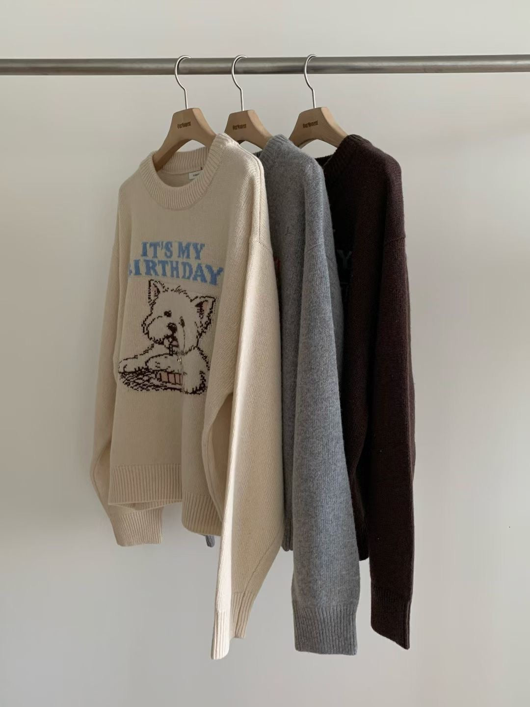 Korean APM Collection Three Colors Puppy Knit Sweater (Instock)