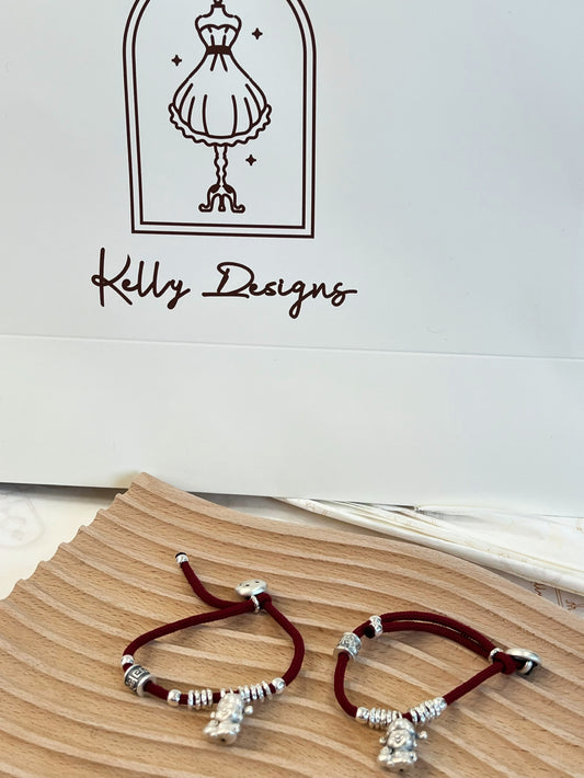 Kelly Designs Red String Lucky Rich Cartoon Bracelet (Instock)