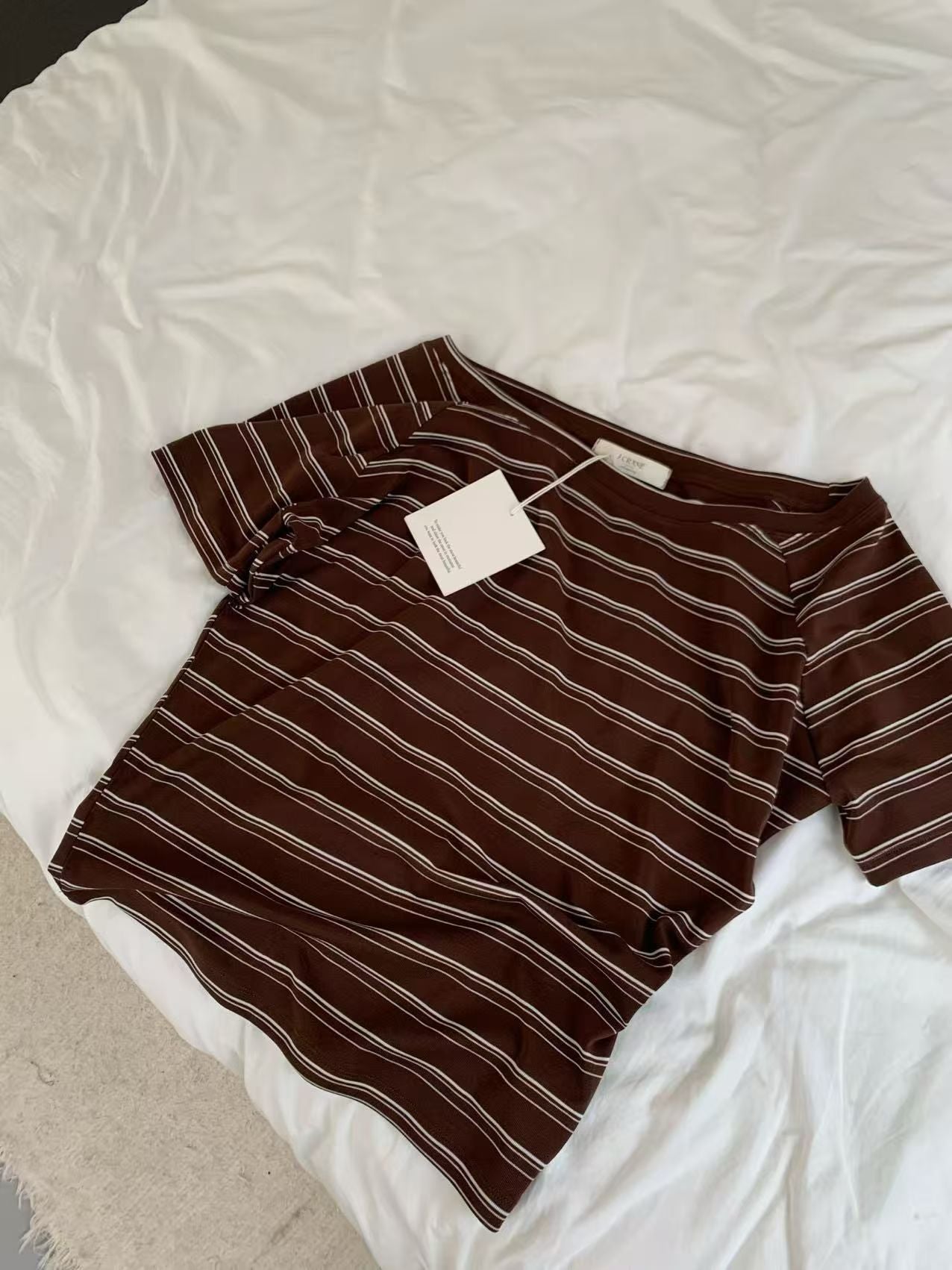 Korean APM Collection Stripe Brown Tshirt (Instock)
