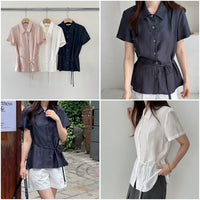 Korean APM Collection Side Tie Short Sleeve Shirt - 3 Colors (Instock)