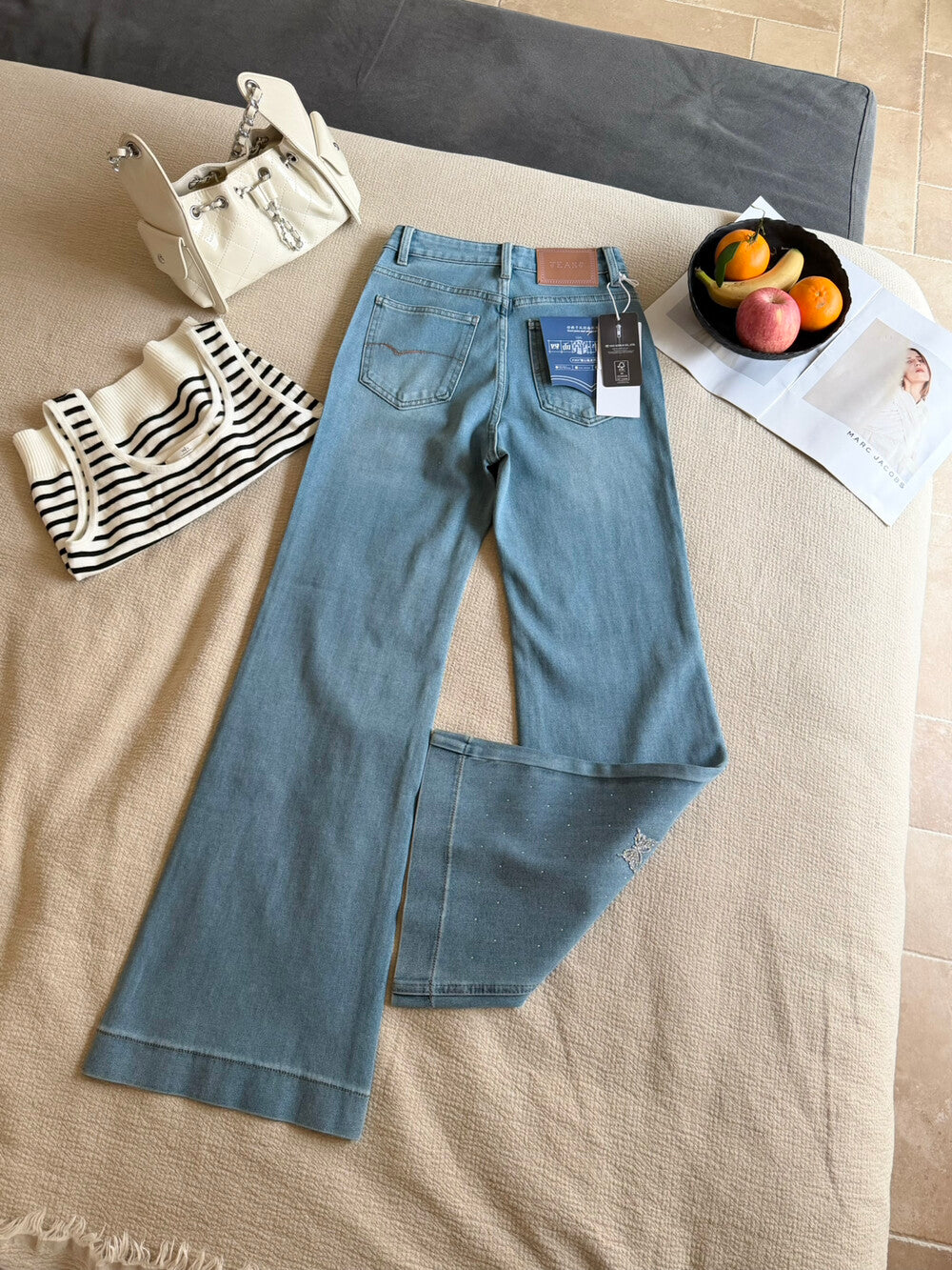 Kelly Designs Four Season Embroidery Butterflies Flare Jeans(Instock)