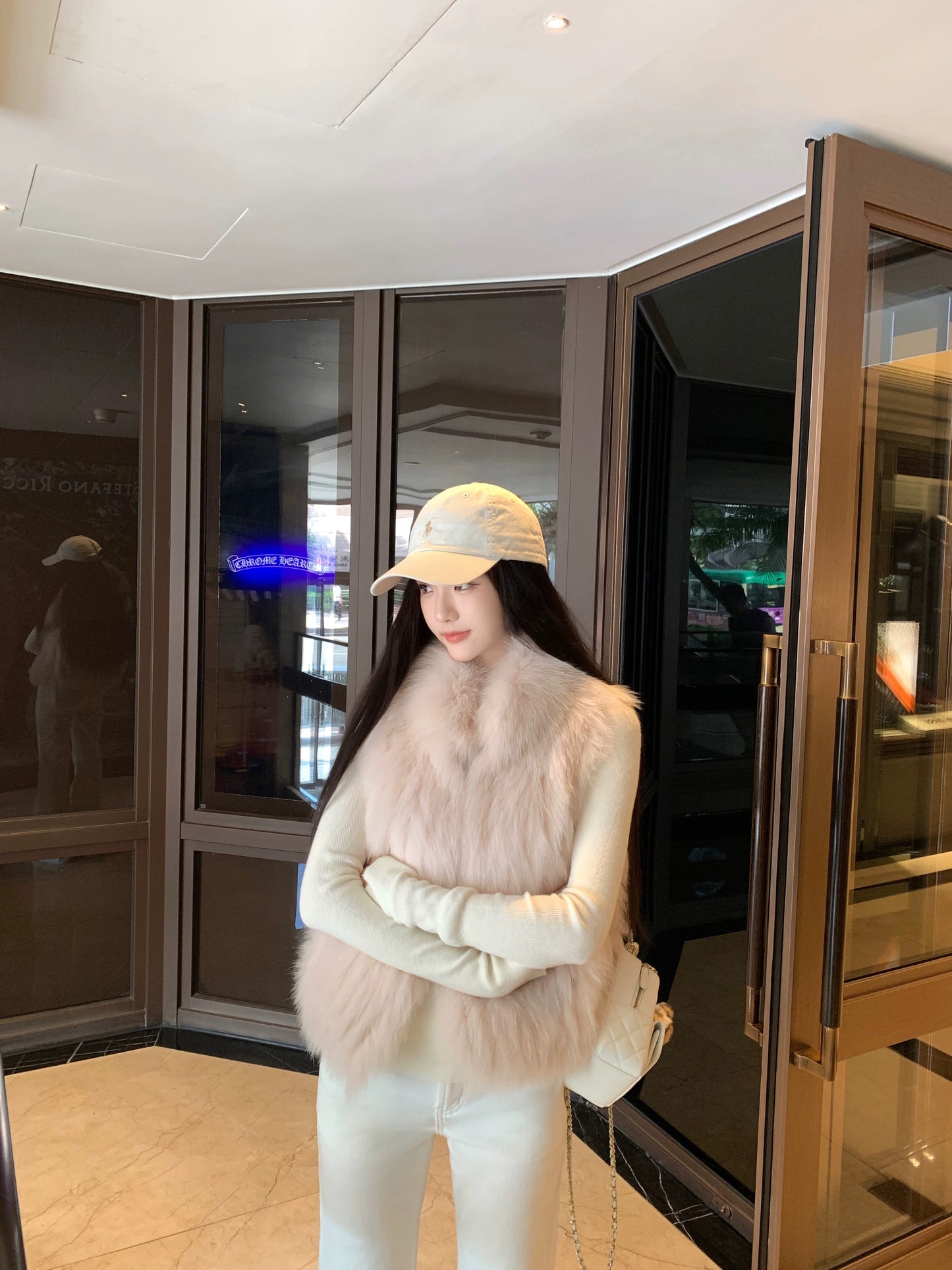 Kelly Designs 4 Colors Fox Fur Trim Vest with Car Stripe Design (Instock)