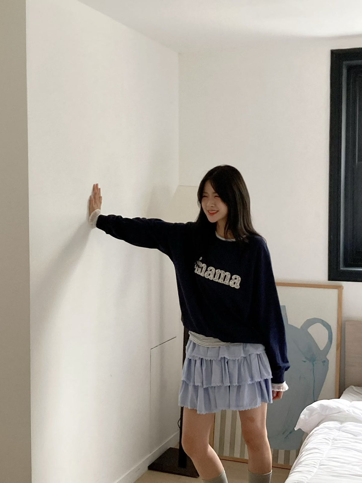 Korean Collection Mami Lace-Trim Sweatshirt (Instock)