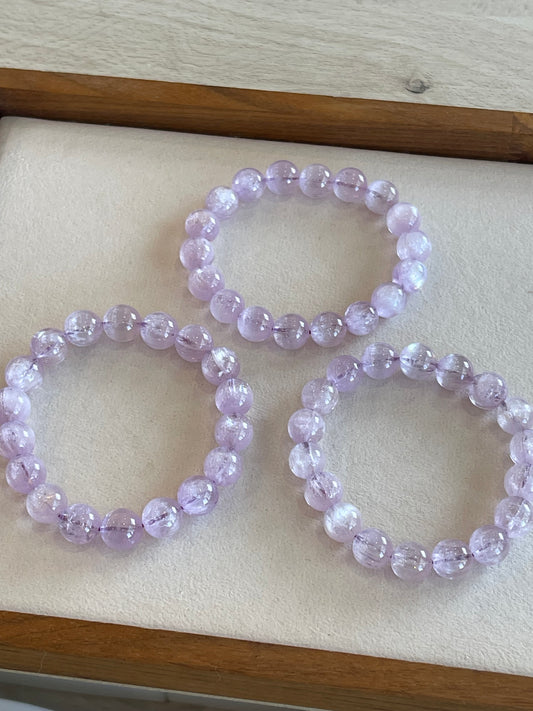 Kelly Designs Brushed Purple Kunzite Natural Crystal Bracelet (Instock)