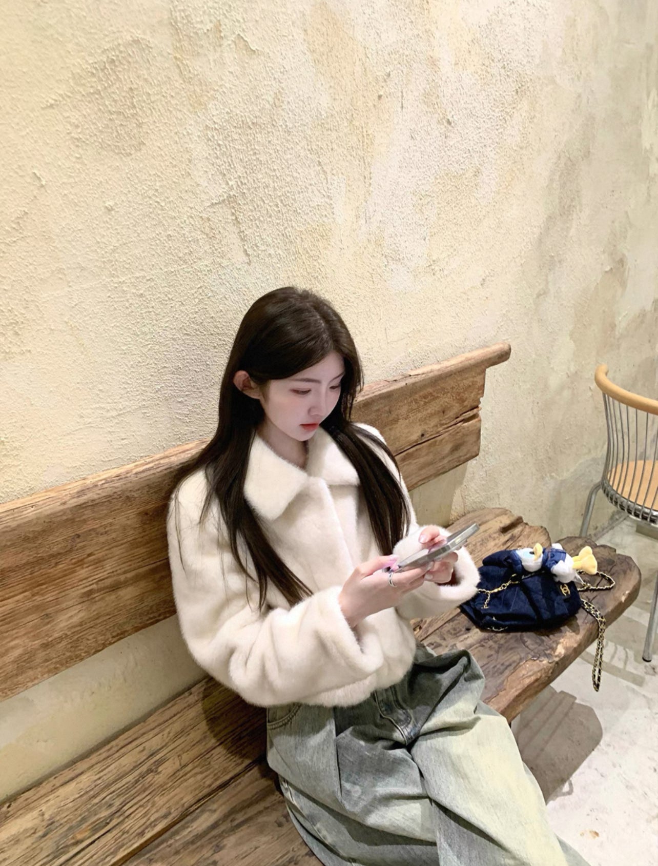 Kelly Designs Chic Faux Mink Short Jacket – Eco-Friendly Plush Fur White Coat (Instock)