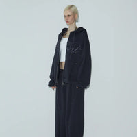 Korean VOONT Lettering Embroidery Zip-Up Charcoal Hoodie (Instock)