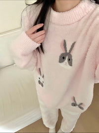 Kelly Designs Ultra-Soft Pink Bunny Fleece Pajama Set – Cozy Top & Pants (2-Piece Set) (Instock)