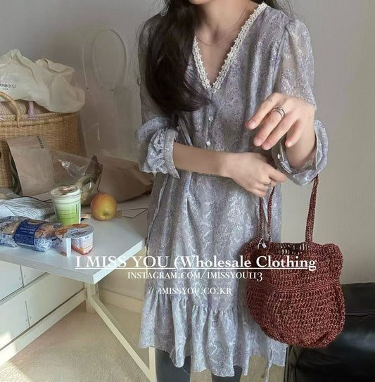 Korean APM Collection I Miss You Purple Dress (Instock)