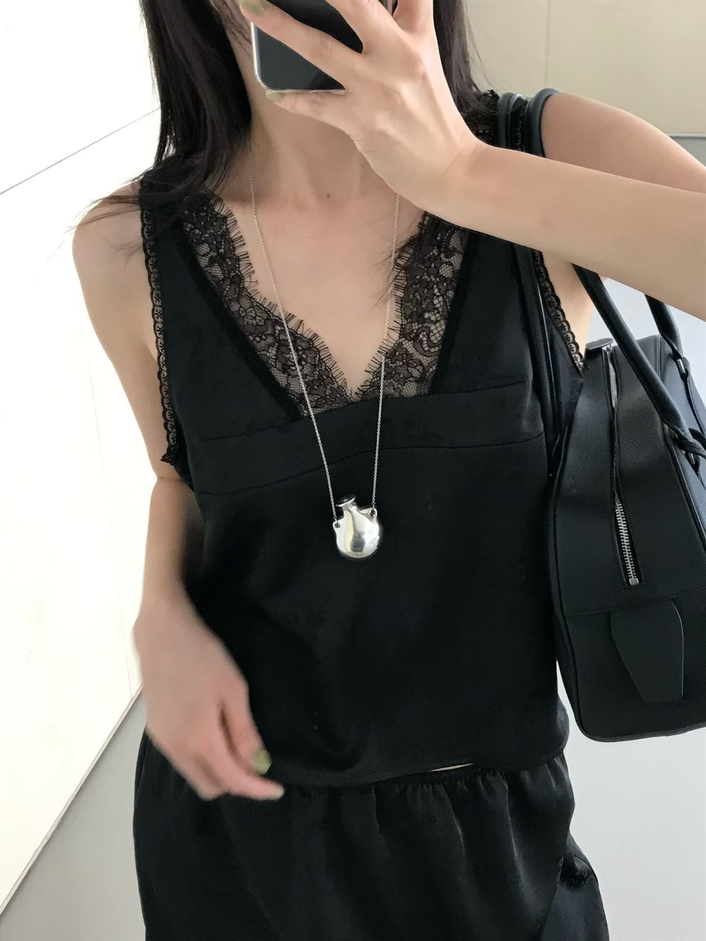 Korean APM Collection Lace Top and Skirt-Black (Instock)