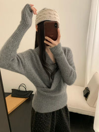 Kelly Designs Soft V-Neck Wrap Knit Sweater-3 Colors (Instock)