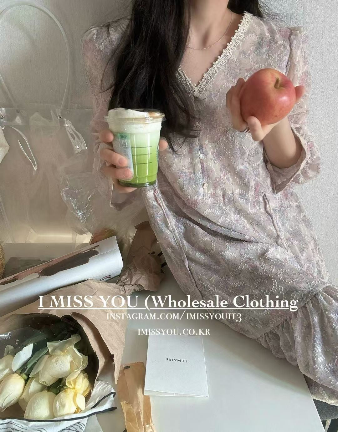Korean APM Collection I Miss You Pink Dress (Instock)