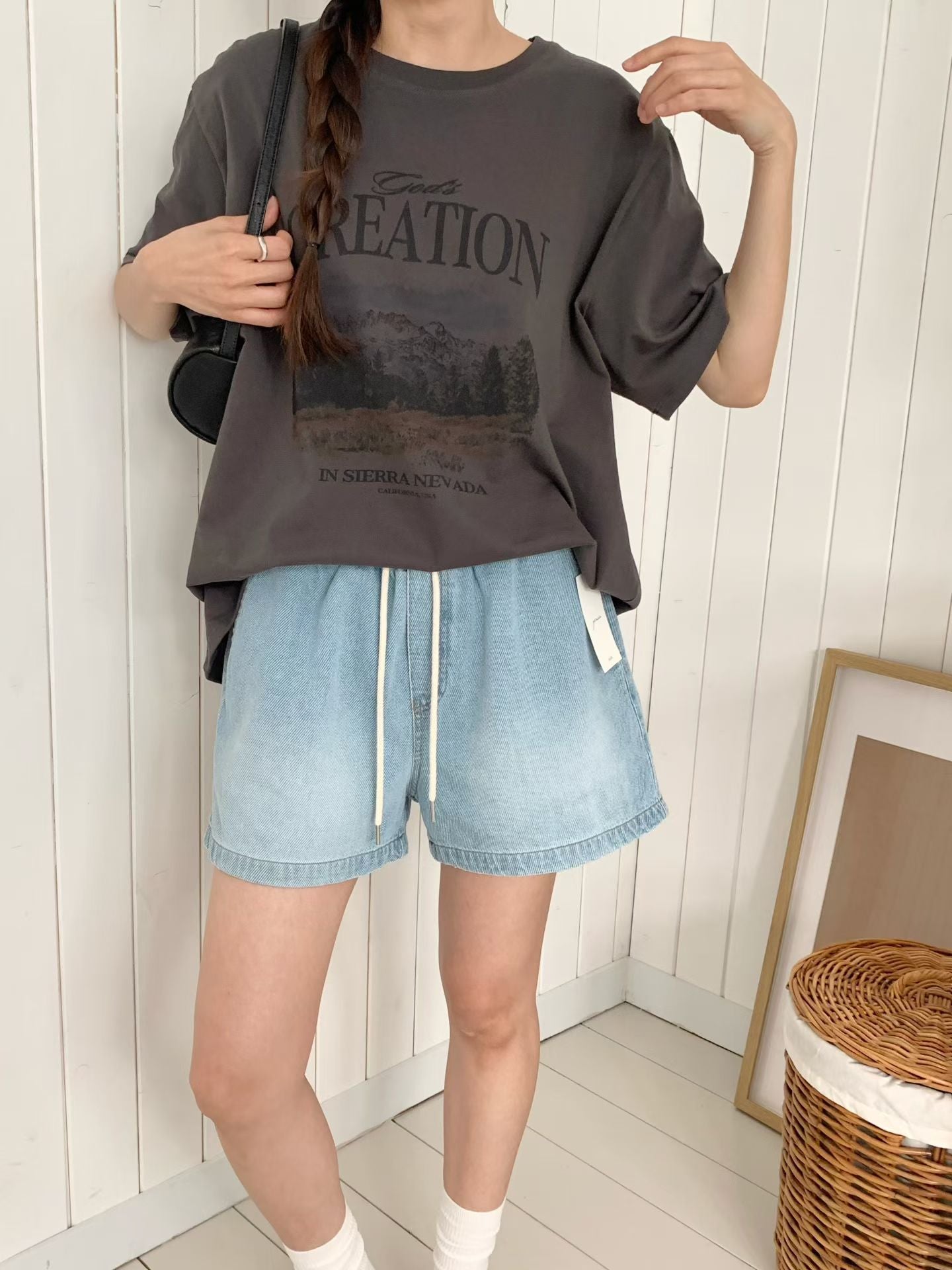 Korean APM Collection Light Blue Denim Shorts (Instock)