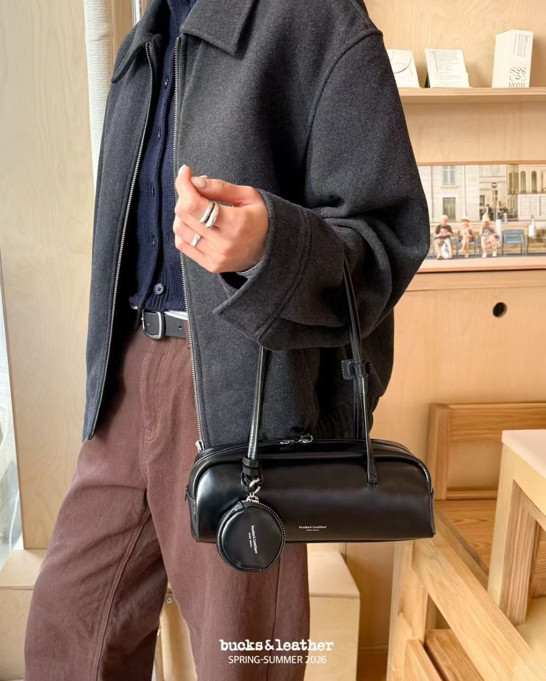 Korean APM Collection BUCKS&LEATHER Black Leather Bag (preorder)